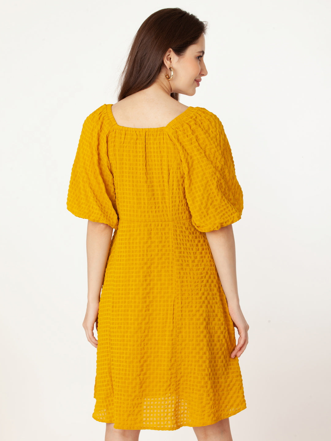 Yellow_Self_Design_Flared_Short_Dress_4