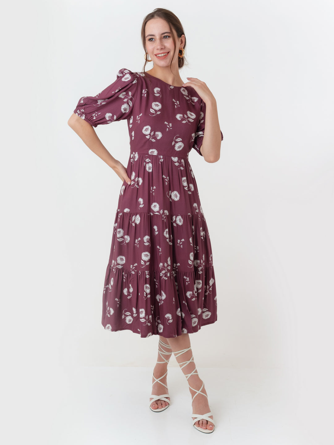 Maroon_Printed_Flared_Midi_Dress_1