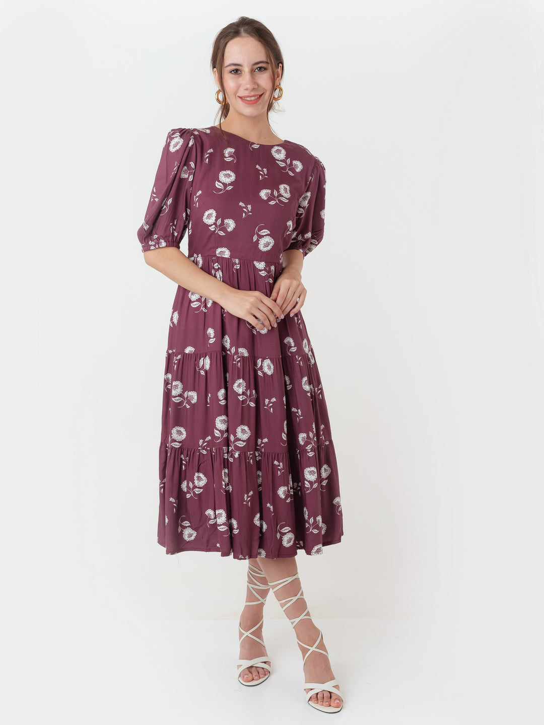 Maroon_Printed_Flared_Midi_Dress_2