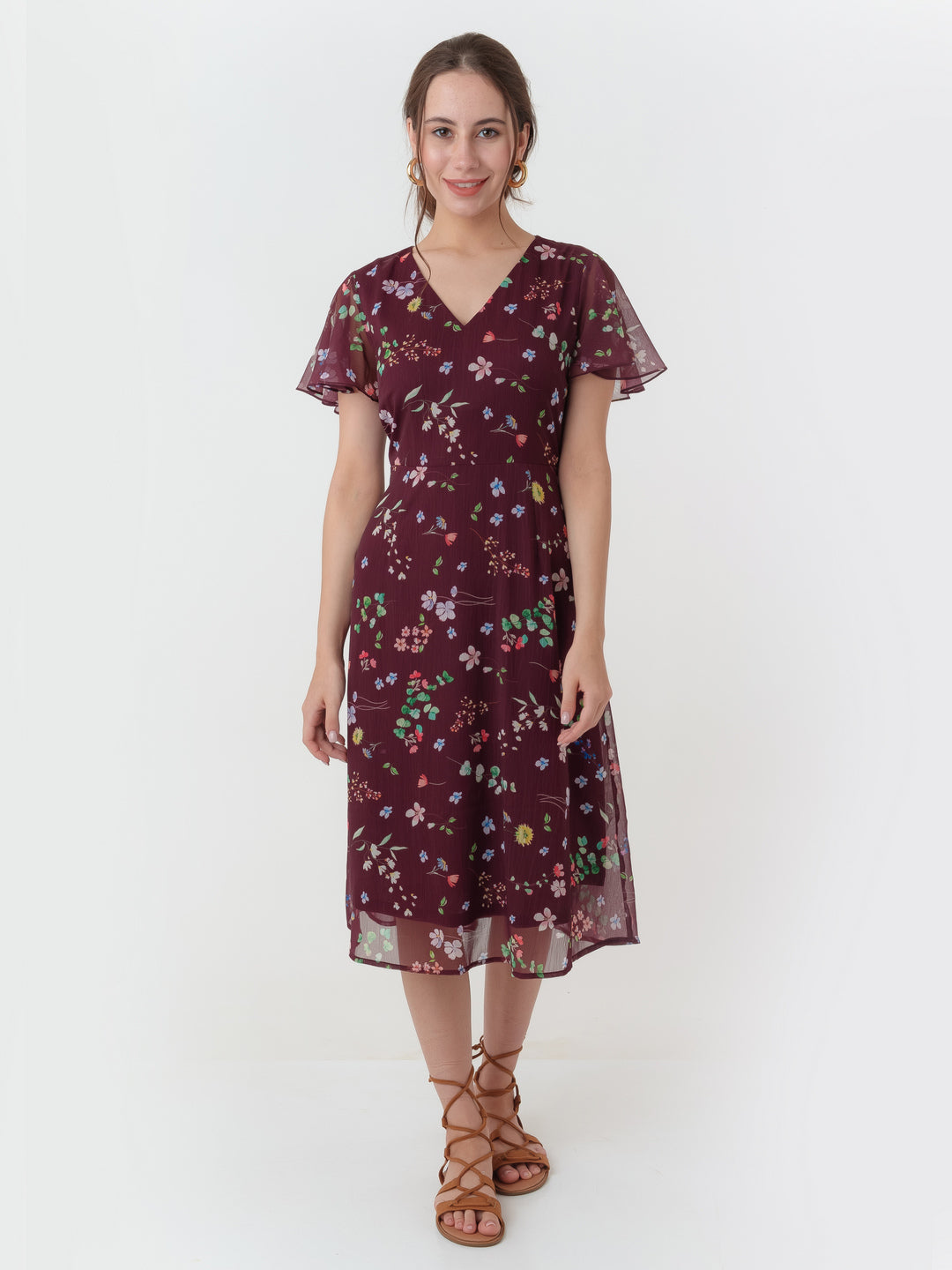 Maroon_Printed_A-Line_Midi_Dress_2