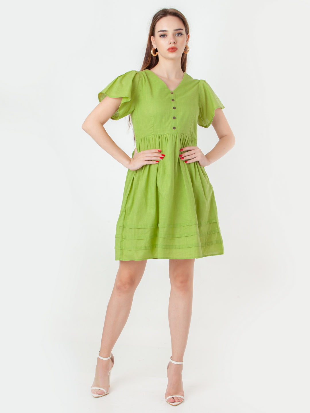 Green-Solid-Regular-Short-Dress-D06093_1