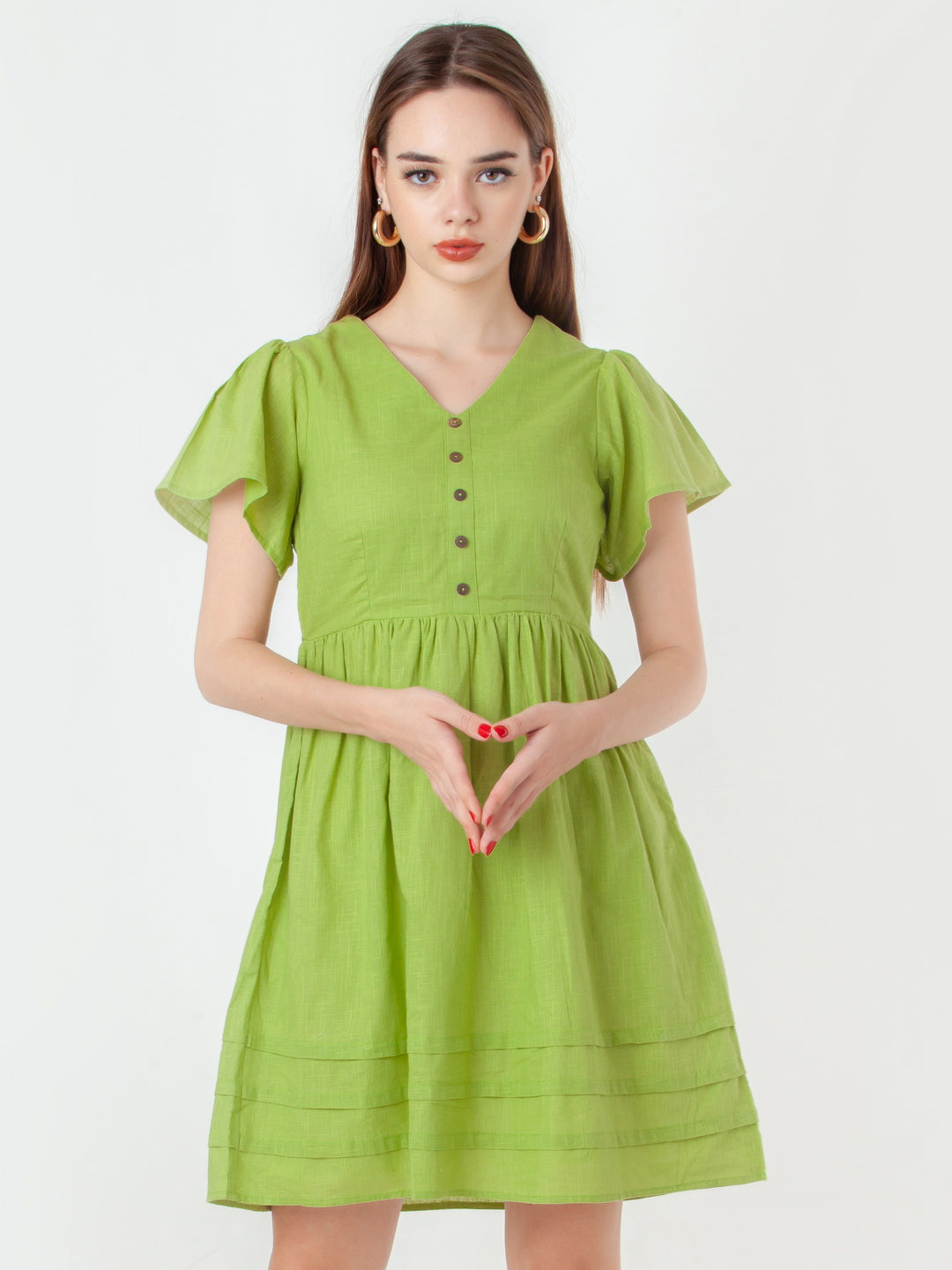 Green-Solid-Regular-Short-Dress-D06093_2