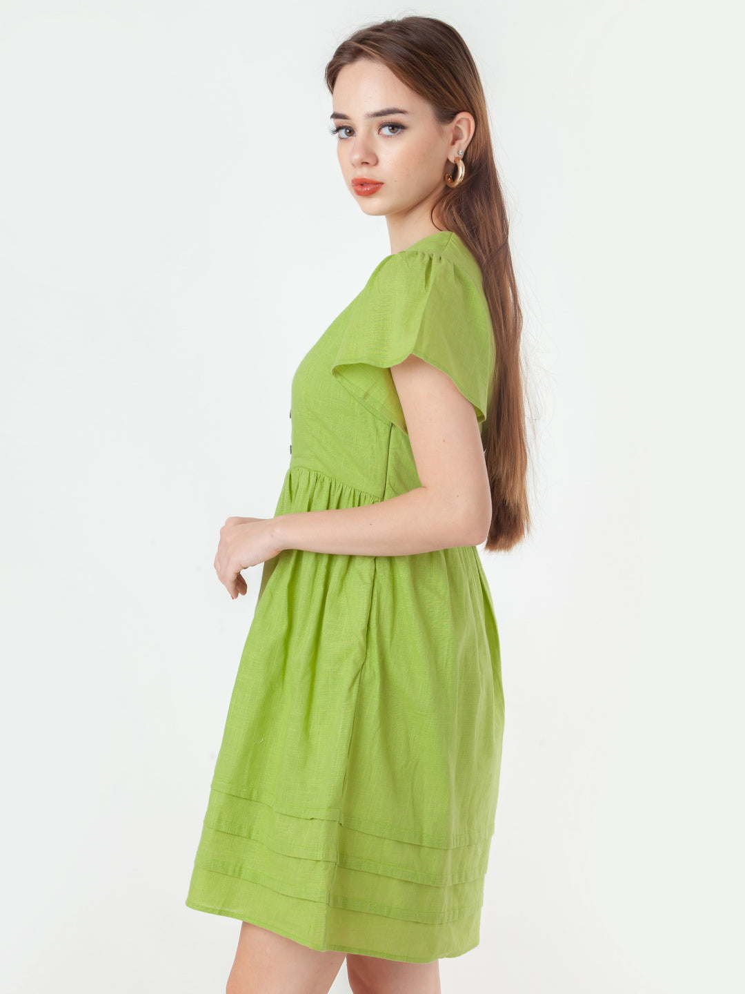 Green-Solid-Regular-Short-Dress-D06093_3