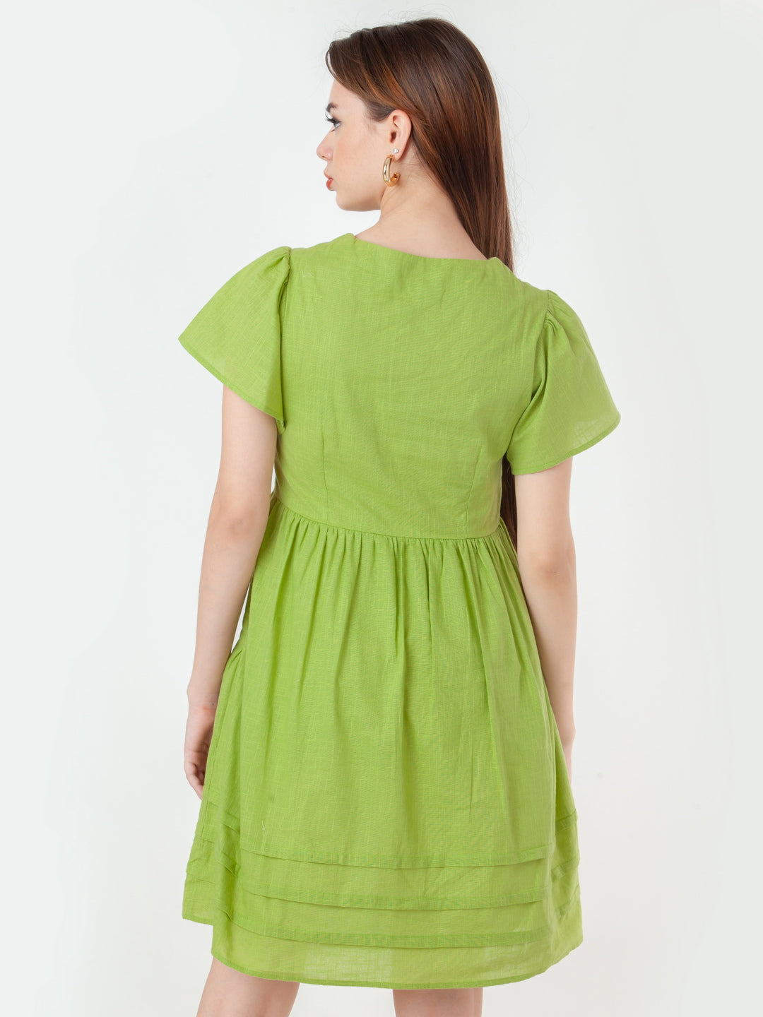 Green-Solid-Regular-Short-Dress-D06093_4