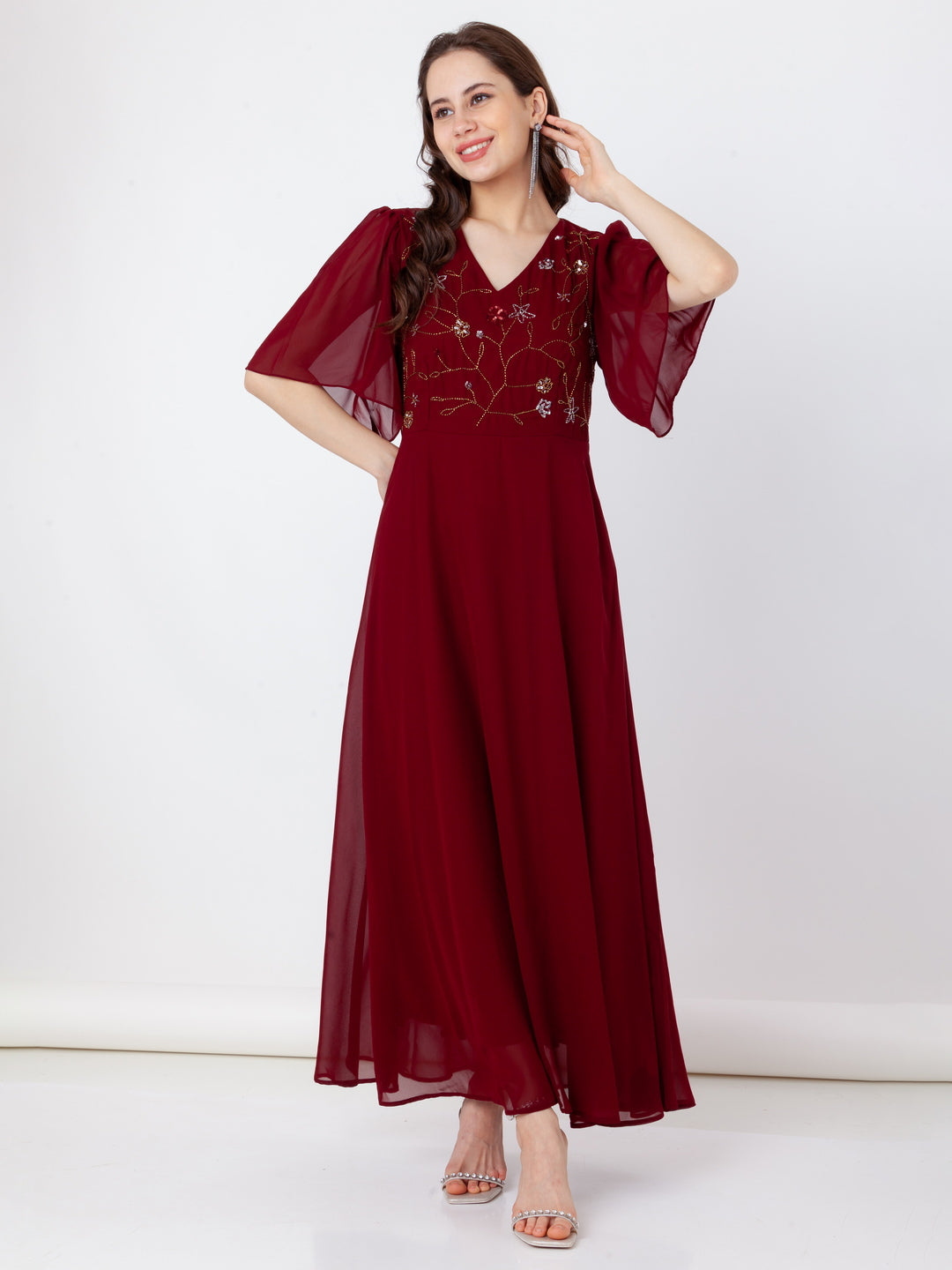 Maroon_Embroidered_Empire_Maxi_Dress_5