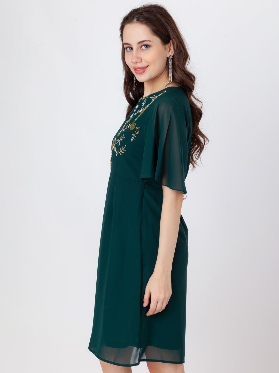 Green_Embroidered_A-Line_Short_Dress_3