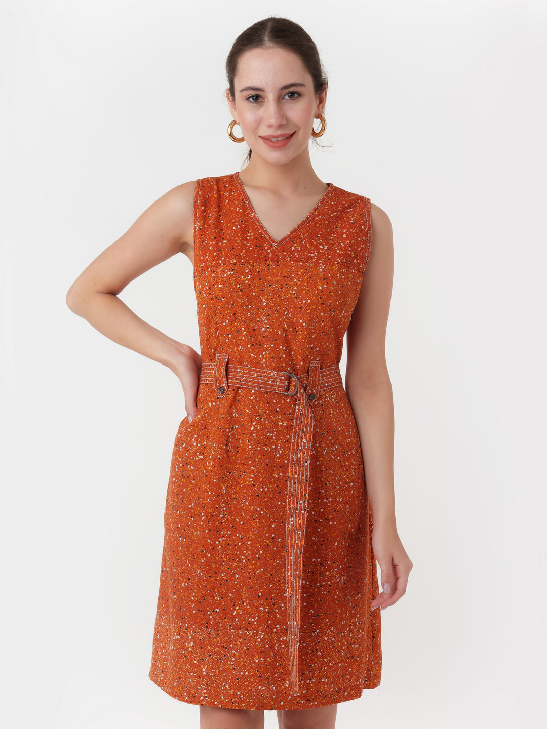 Brown_Printed_Regular_Short_Dress_2