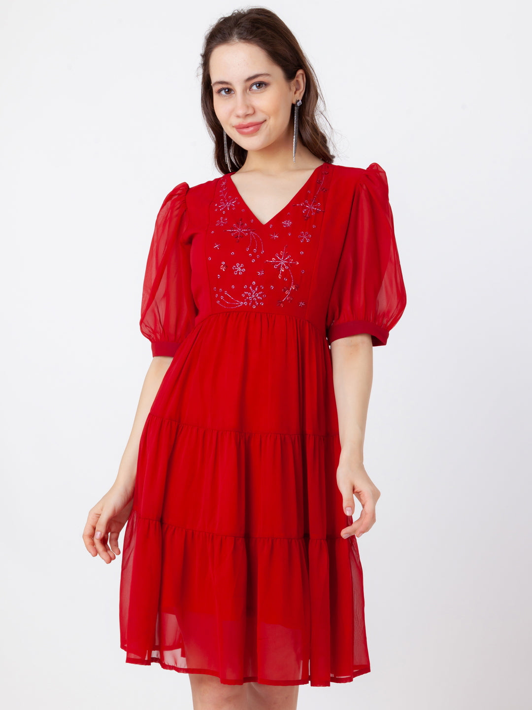 Red_Embroidered_Tiered_Short_Dress_2