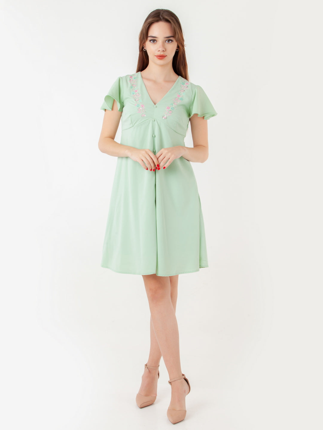 Green-Embroidered-Flared-Short-Dress-D06102_1