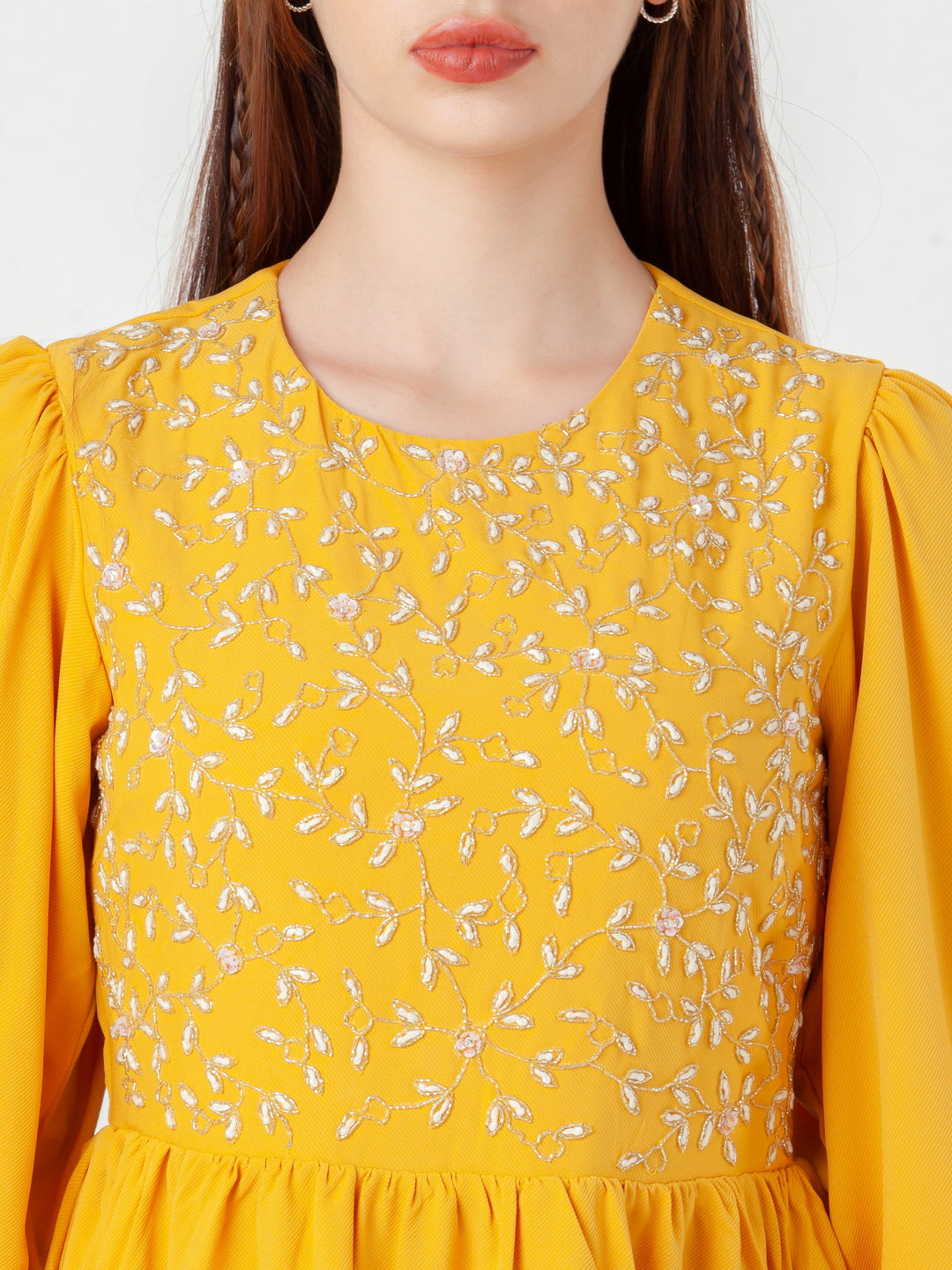 Yellow-Embroidered-Flared-Short-Dress-D06110_6