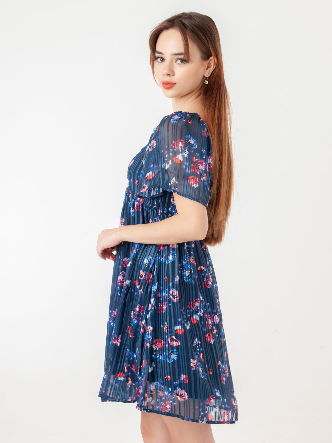 Navy-Blue-Printed-Flared-Short-Dress-D08009_3