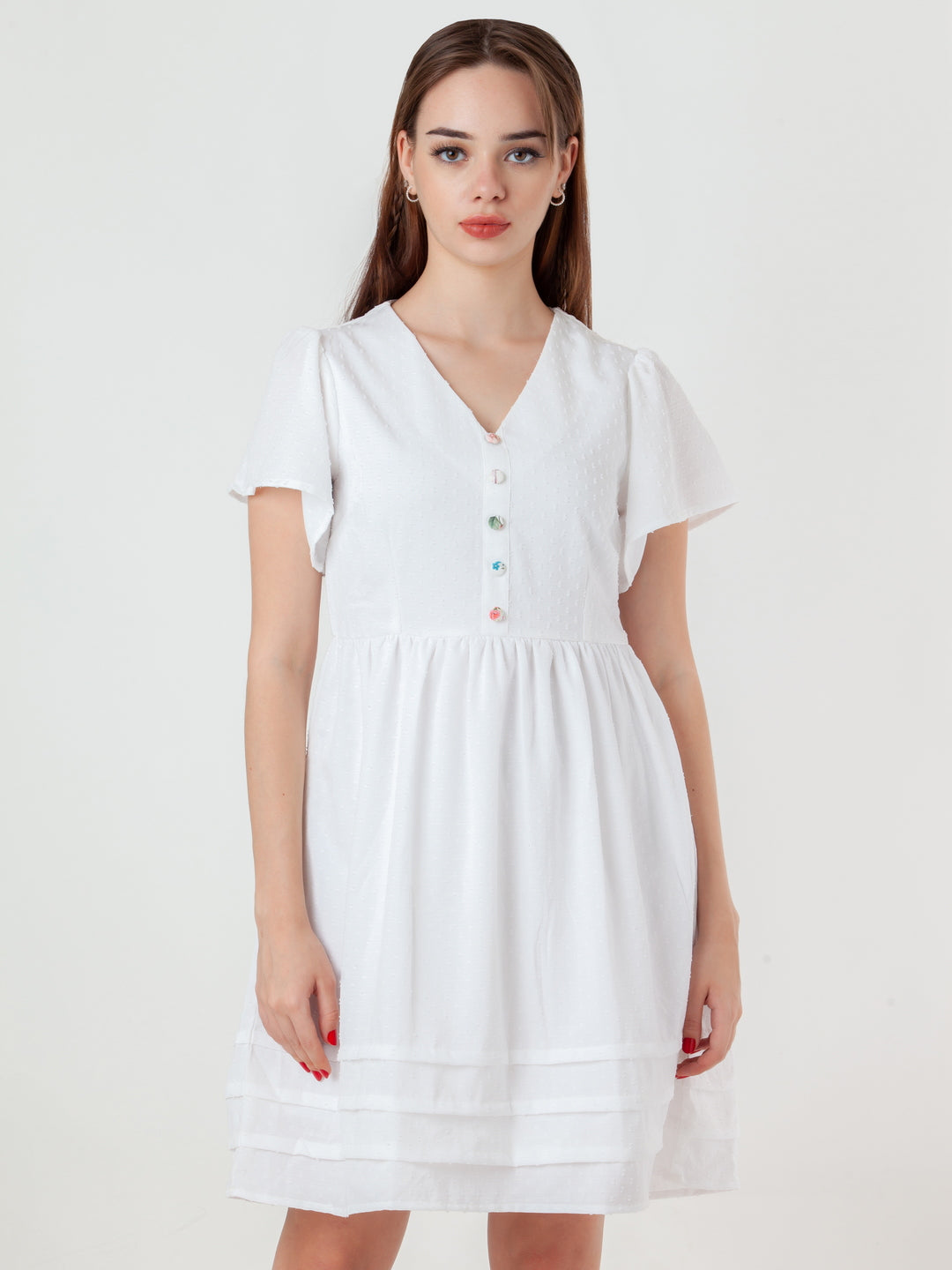 White-Self-Design-Regular-Short-Dress-D08014_2