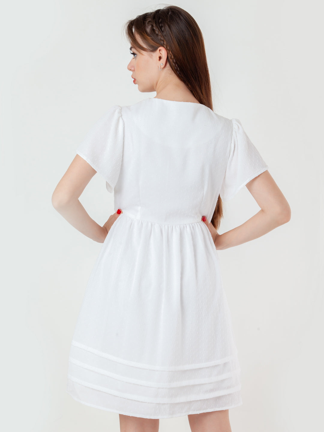 White-Self-Design-Regular-Short-Dress-D08014_4