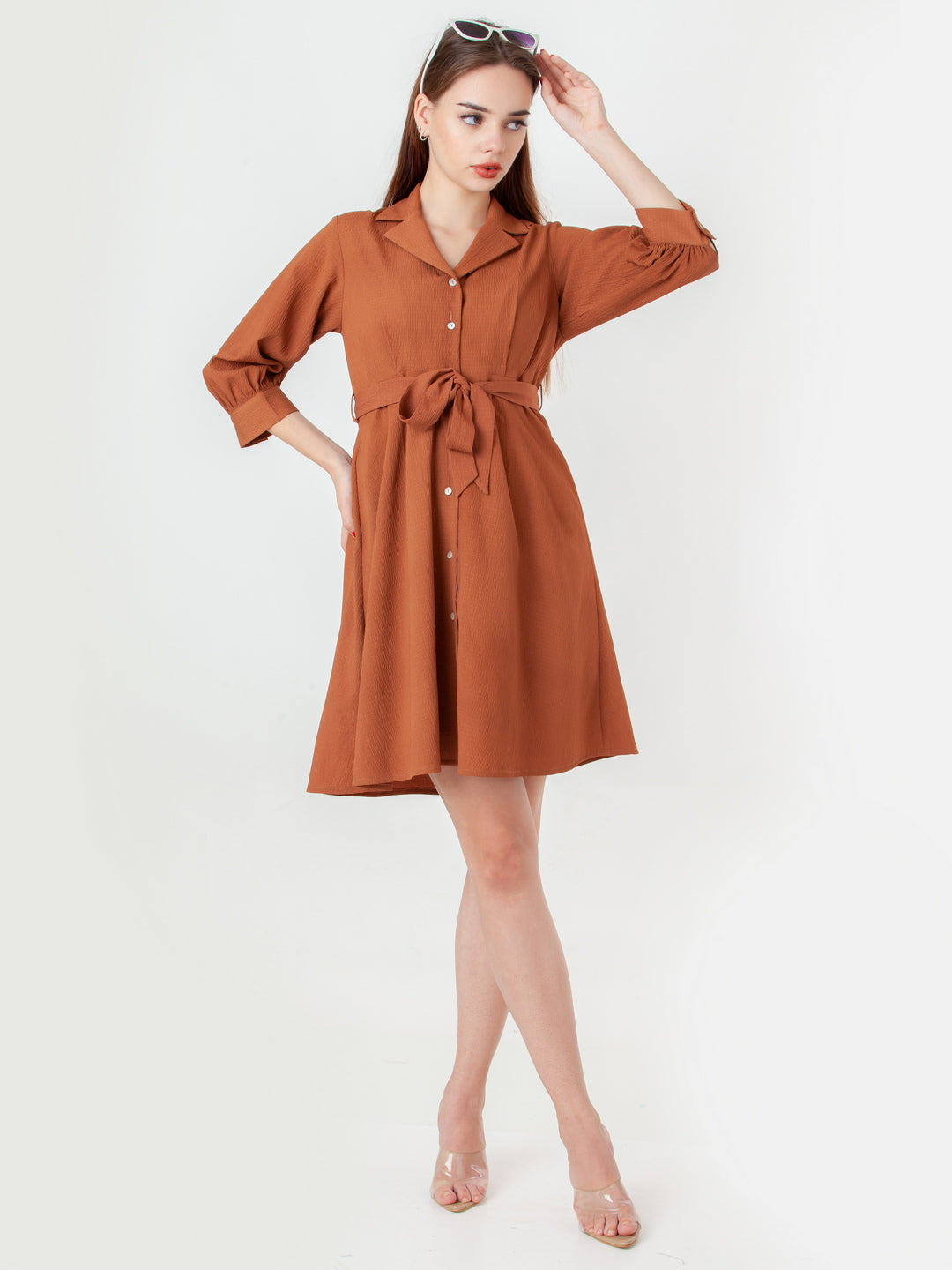 Brown-Solid-Regular-Short-Dress-D08023_1