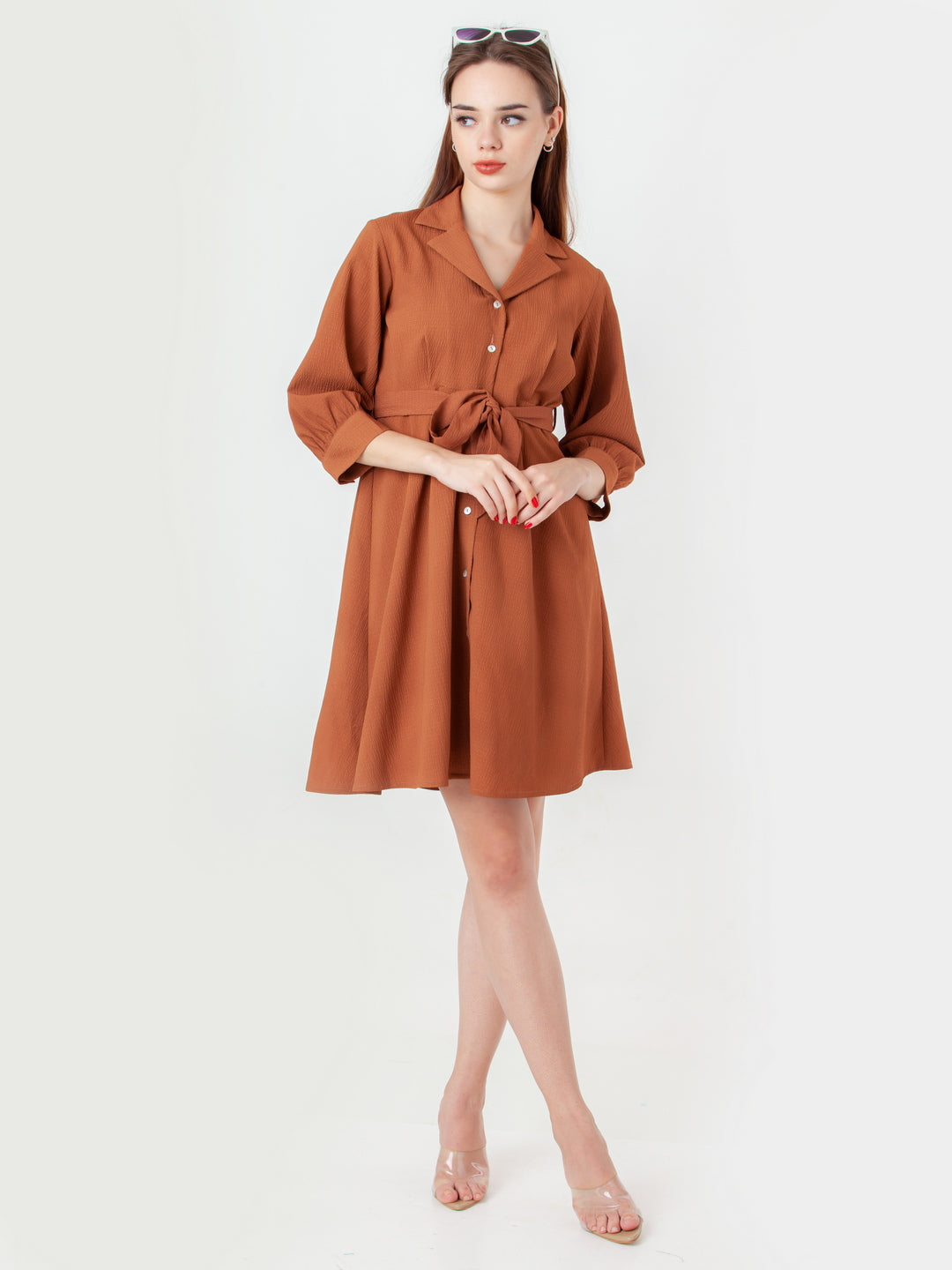 Brown-Solid-Regular-Short-Dress-D08023_5