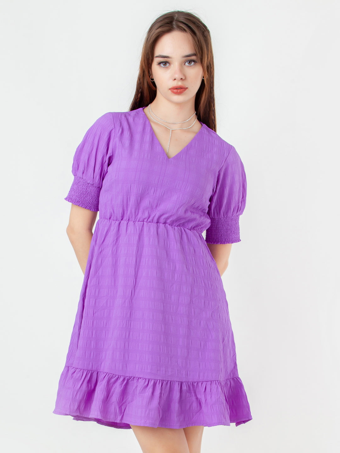 Purple-Self-Design-Regular-Short-Dress-D08025-2