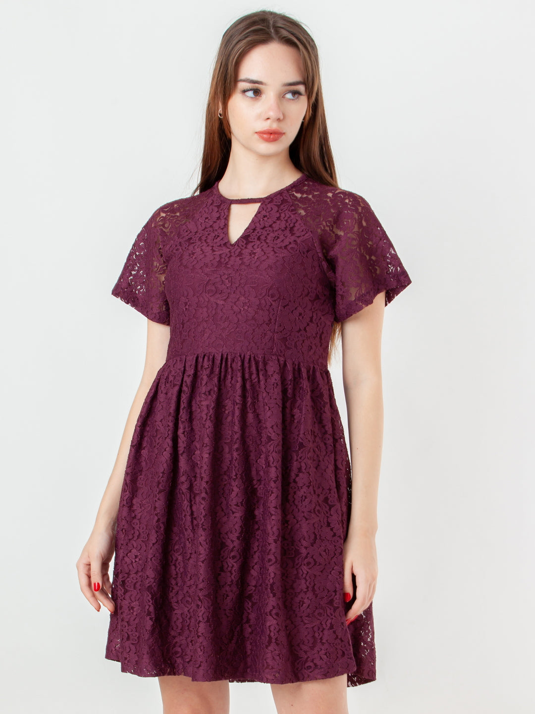 Wine-Self-Designed-Regular-Short-Dress-D08034-2