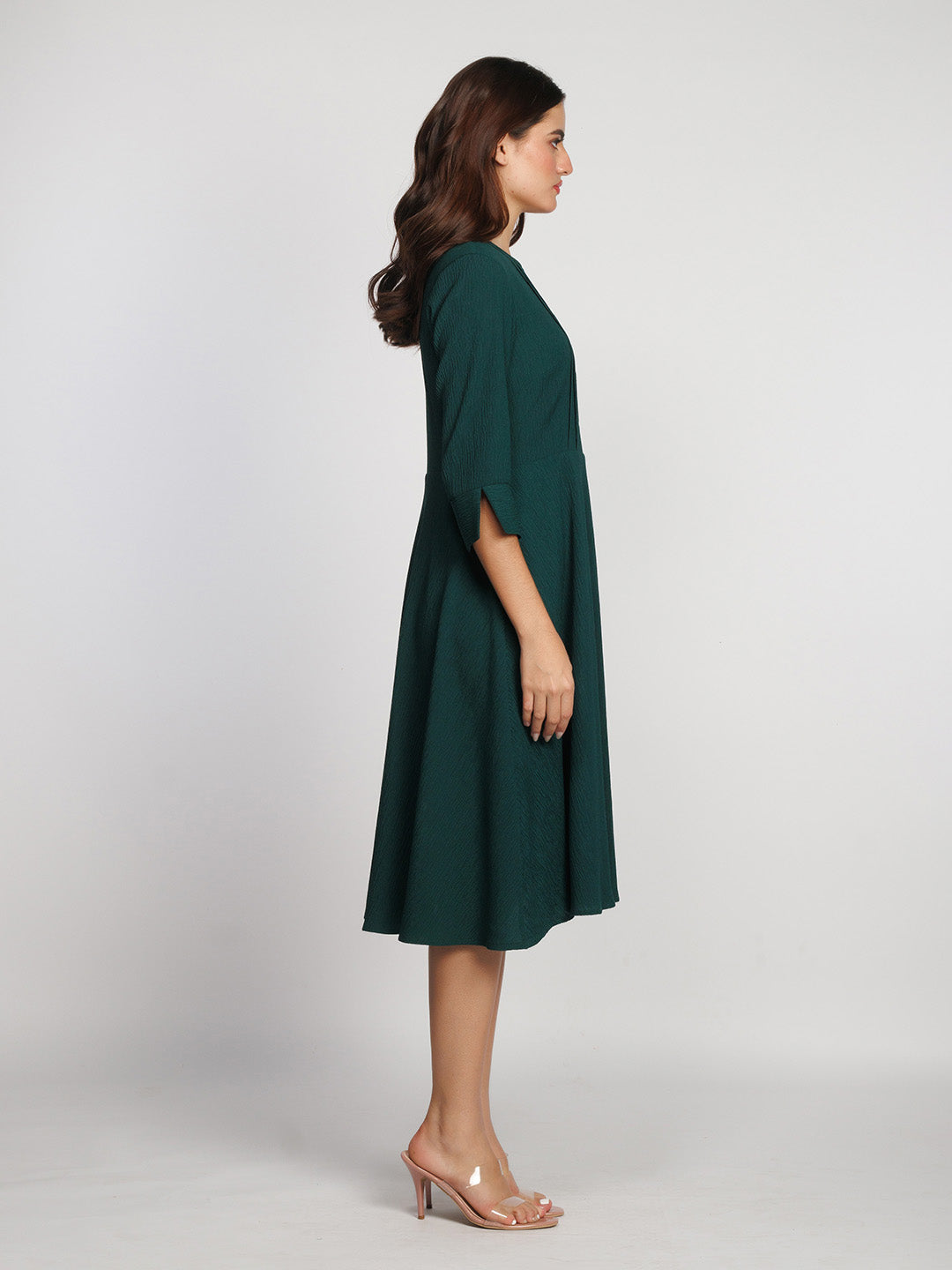 Dark-Green-Solid-A-Line-Midi-Dress-D08039-3