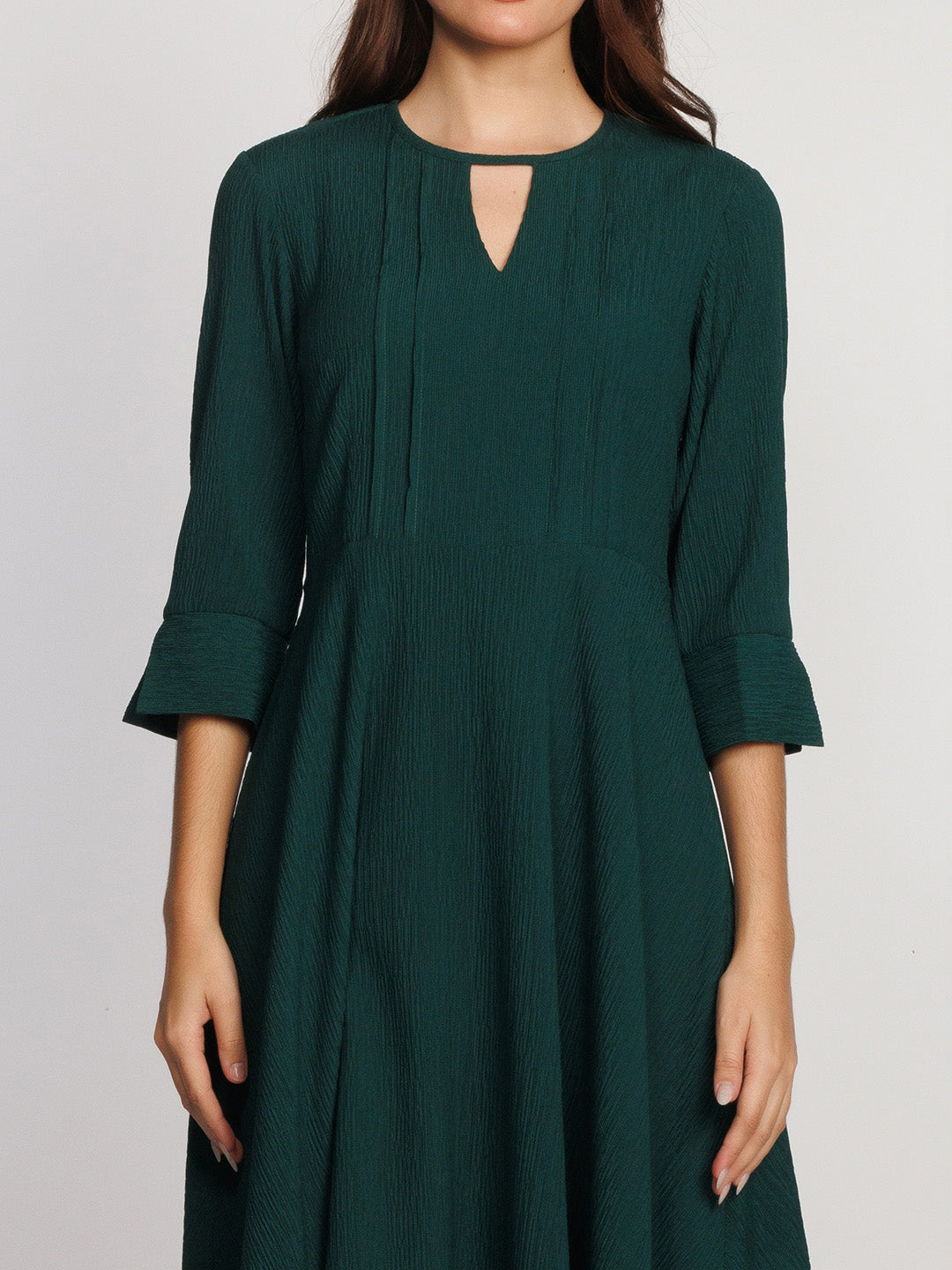 Dark-Green-Solid-A-Line-Midi-Dress-D08039-6