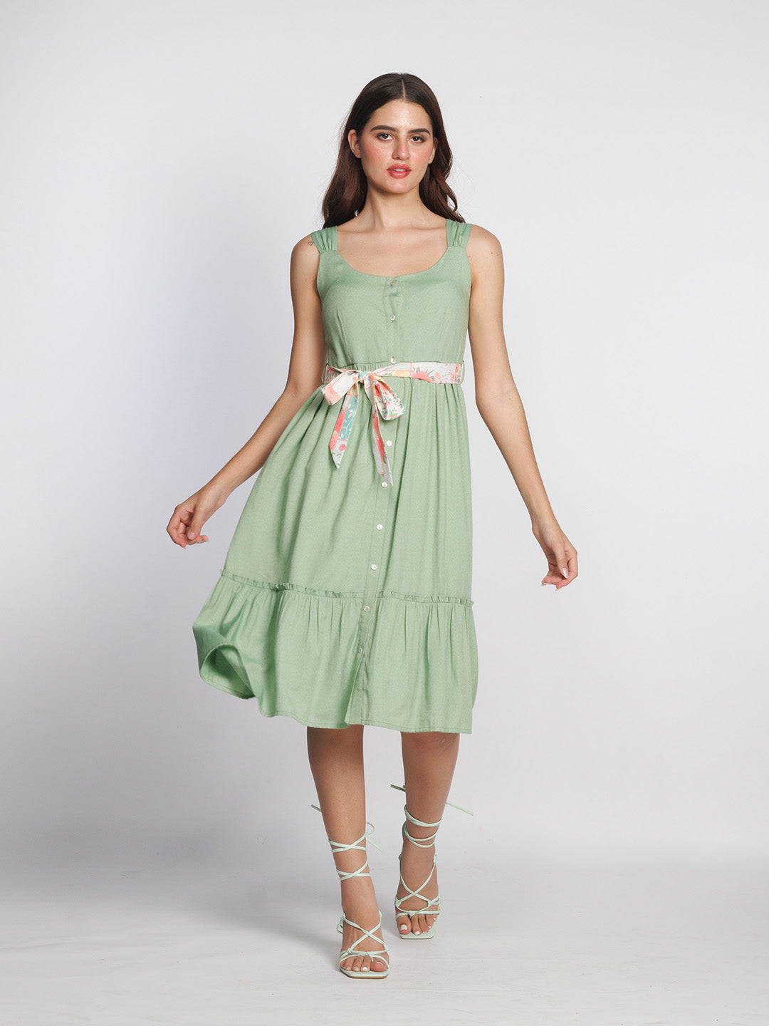 Green-Solid-Regular-Midi-Dress-D08041-1