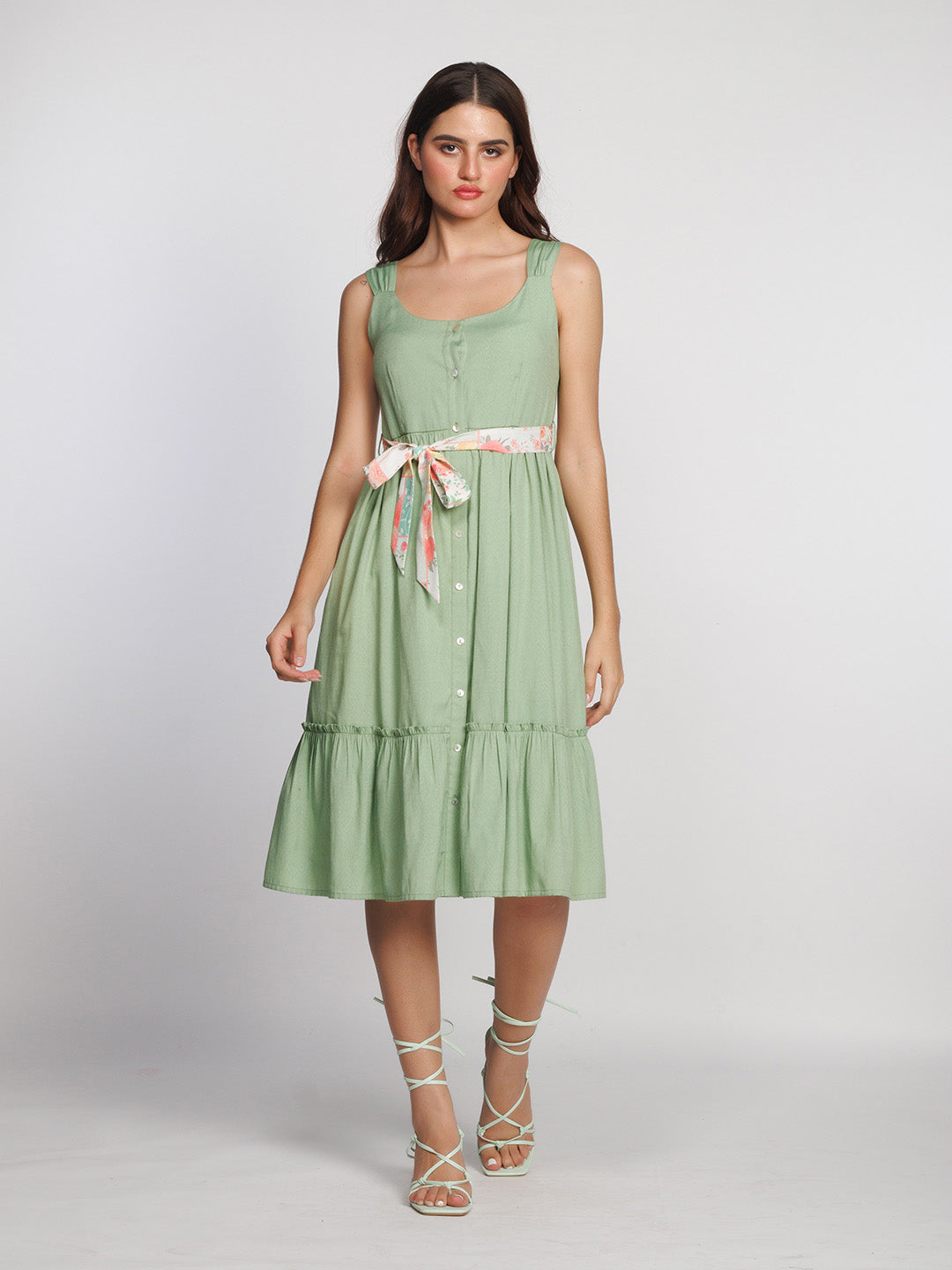 Green-Solid-Regular-Midi-Dress-D08041-2