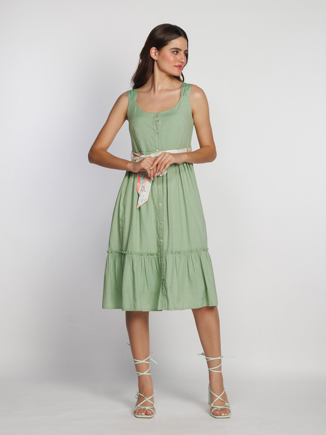 Green-Solid-Regular-Midi-Dress-D08041-5