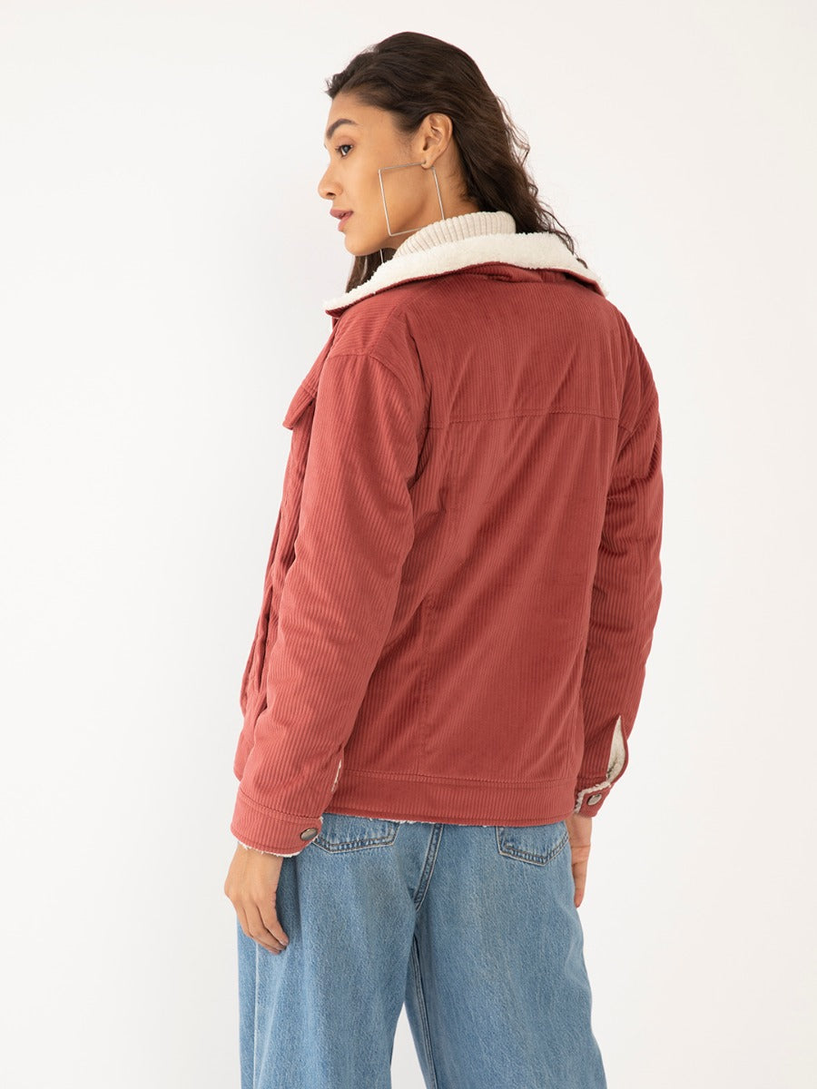 Pink Solid Regular Jackets