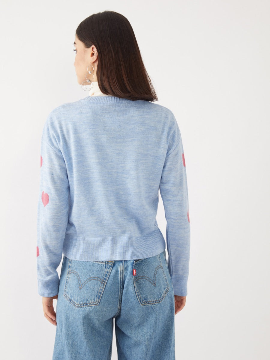 Blue Jacquard Crop Cardigan