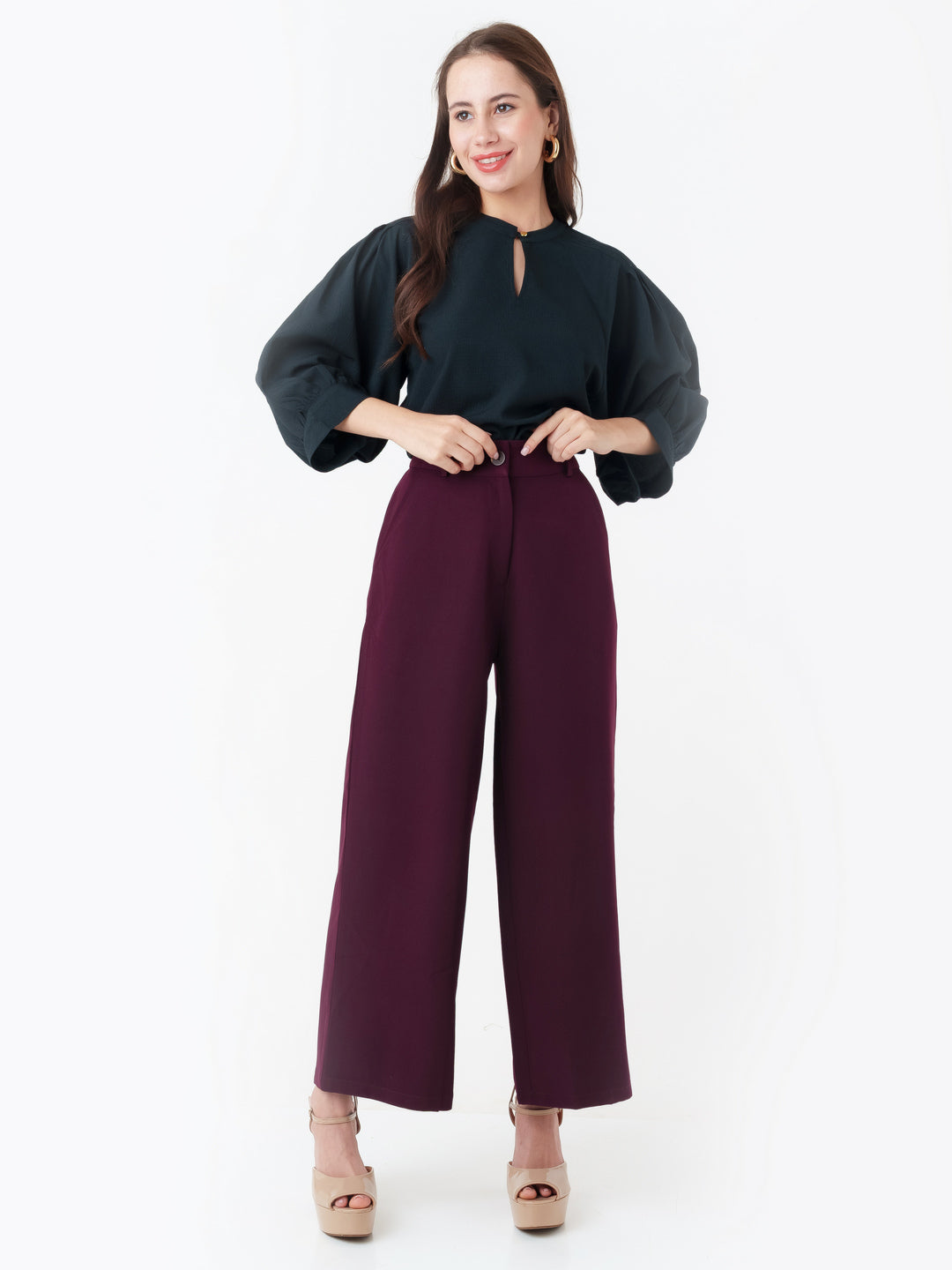 Maroon_Solid_Regular_Trouser_1