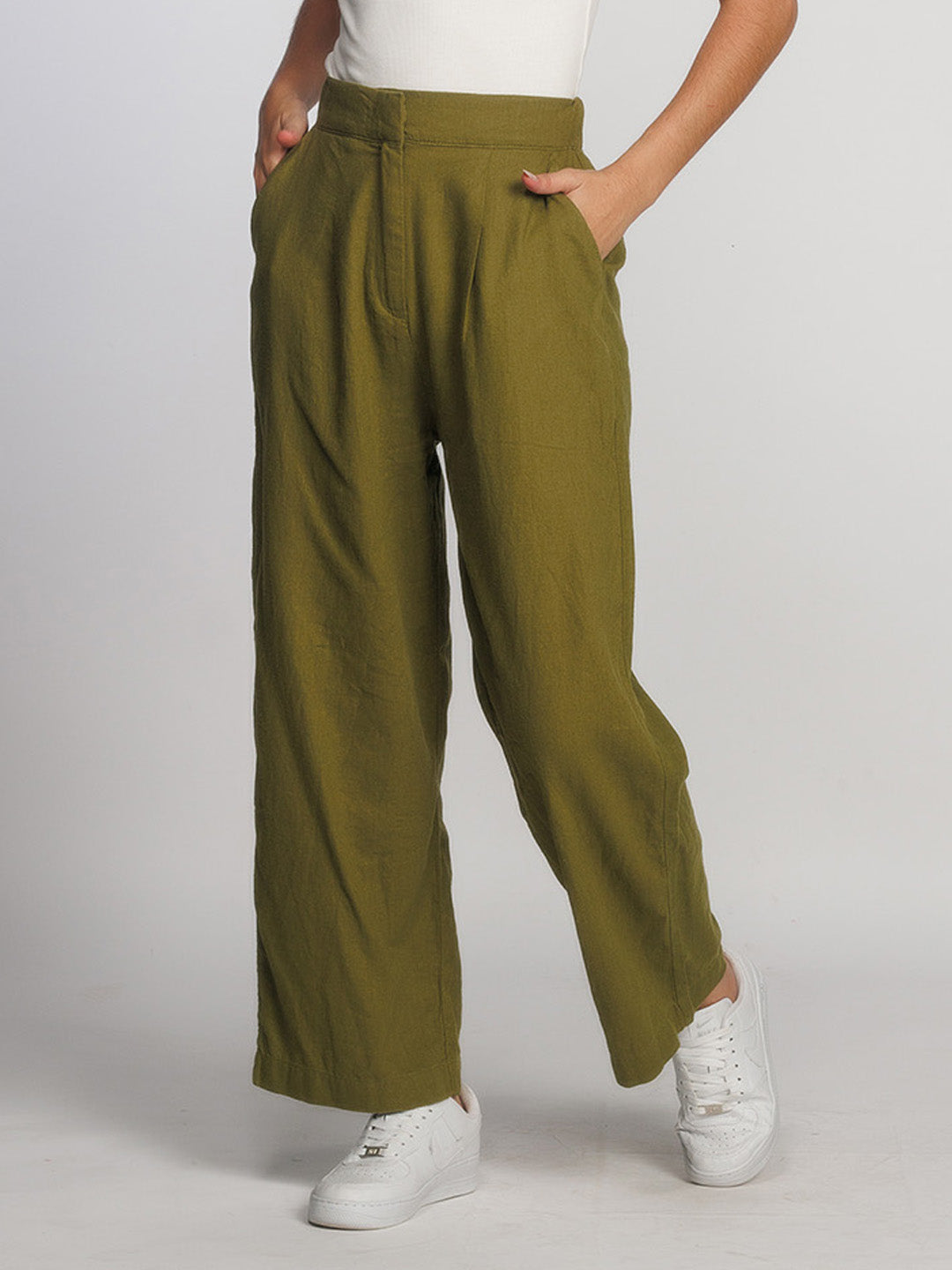 Olive-Solid-Regular-Trouser-L01012-2