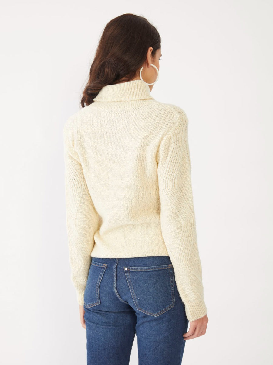 Off White Solid Sweater For Women