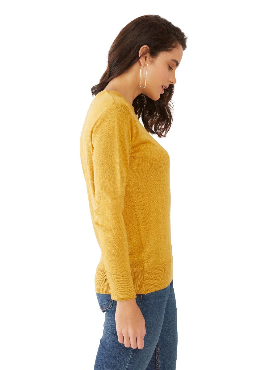 Yellow Solid Sweater