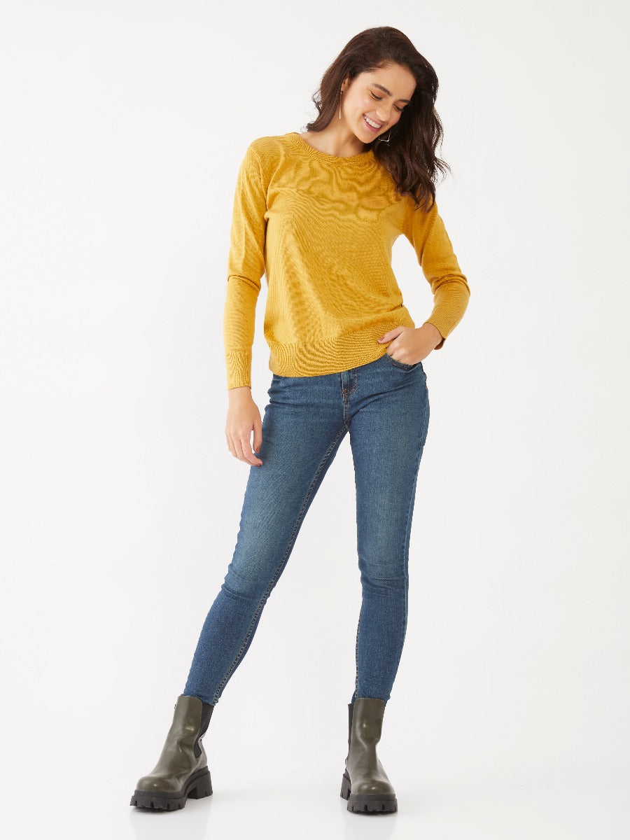 Yellow Solid Sweater