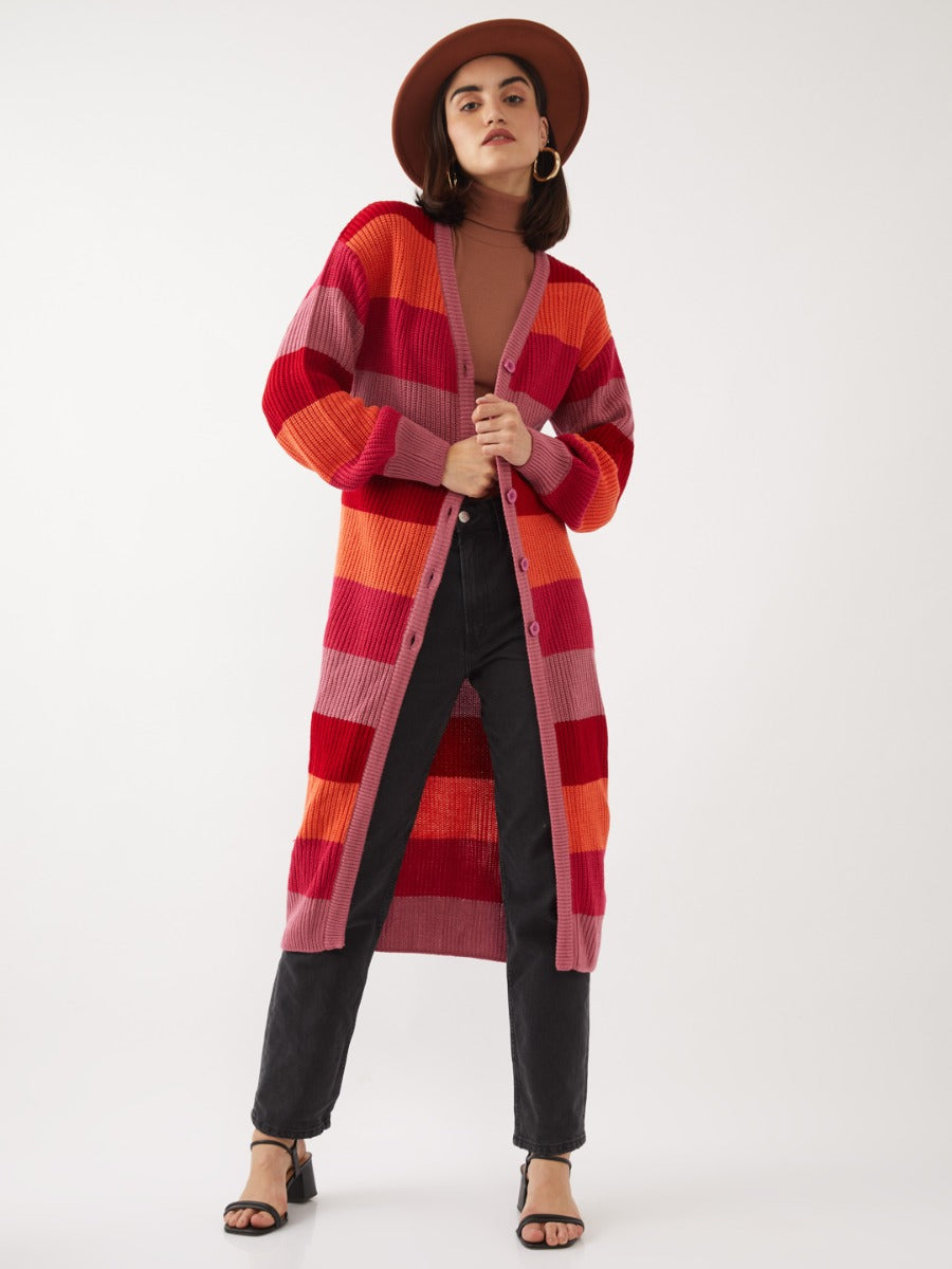 Multicolored Colourblocked Cardigan