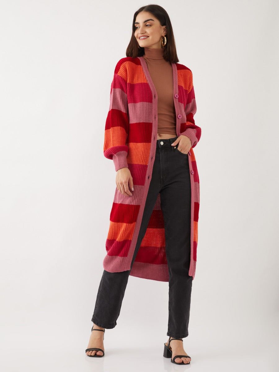 Multicolored Colourblocked Cardigan