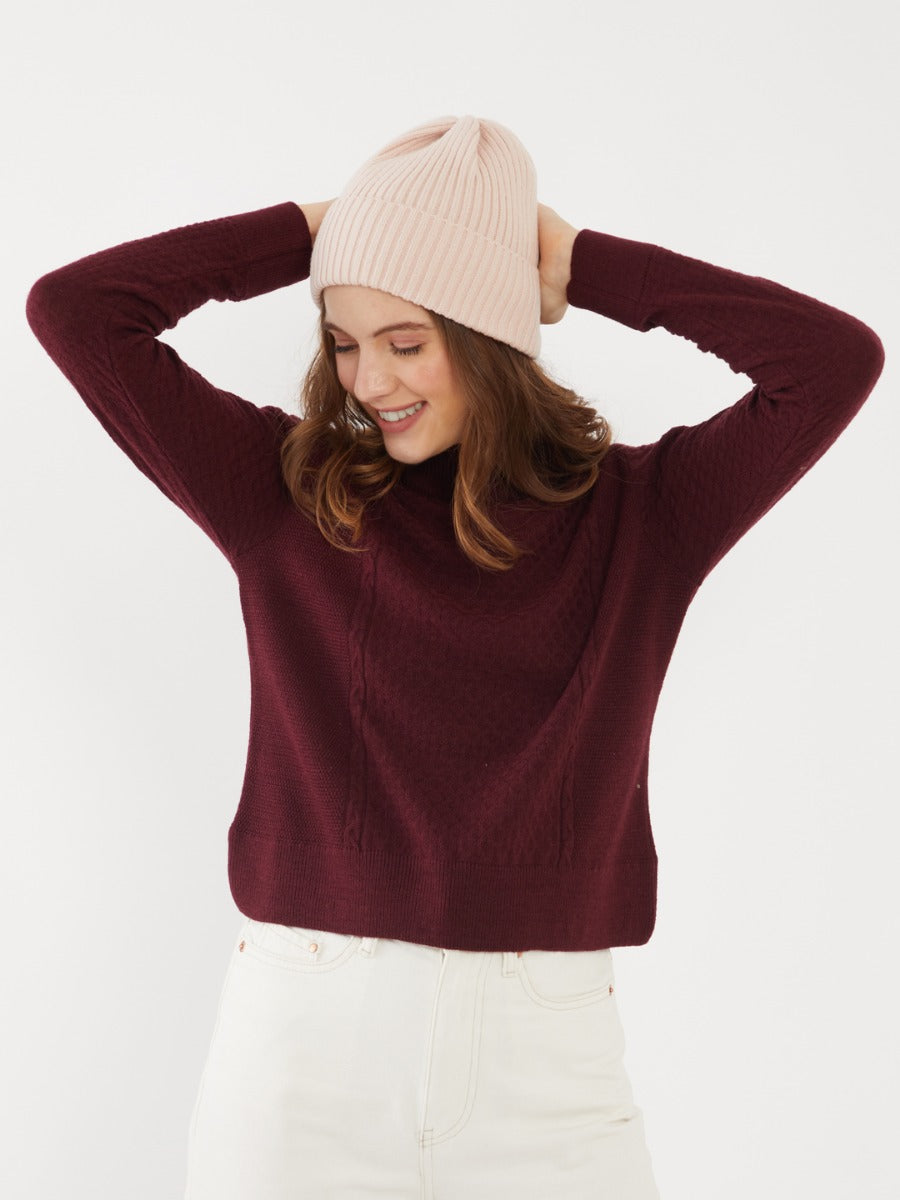 Maroon Solid Sweater