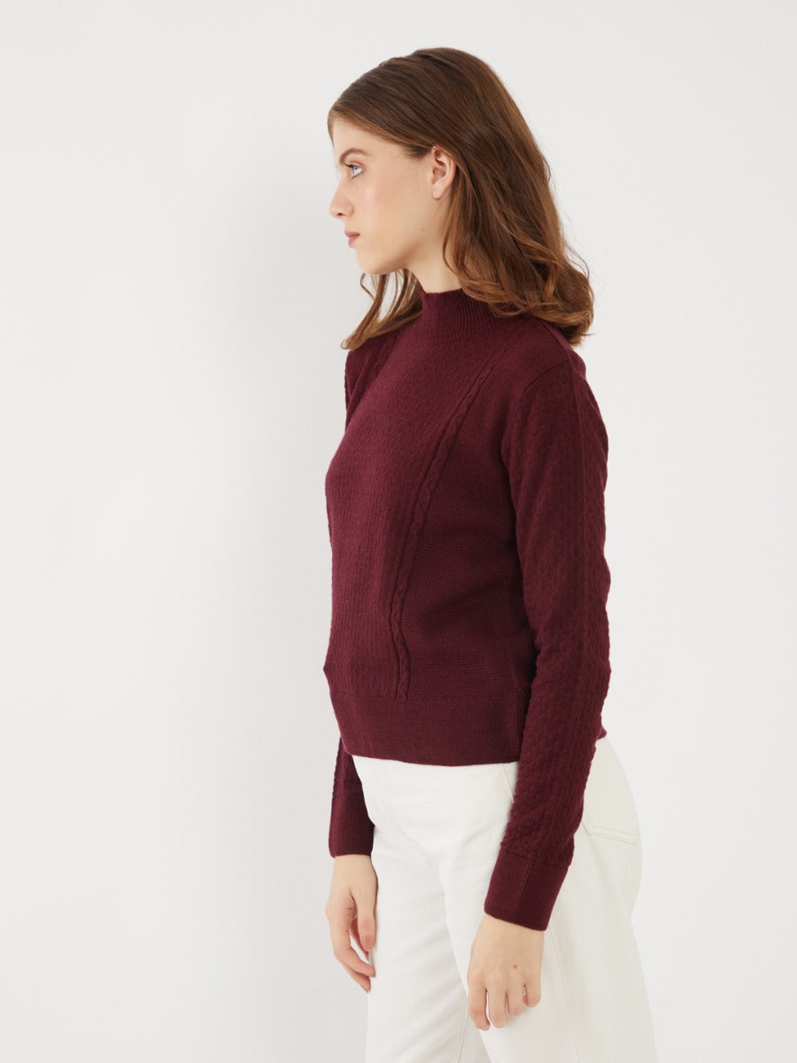 Maroon Solid Sweater