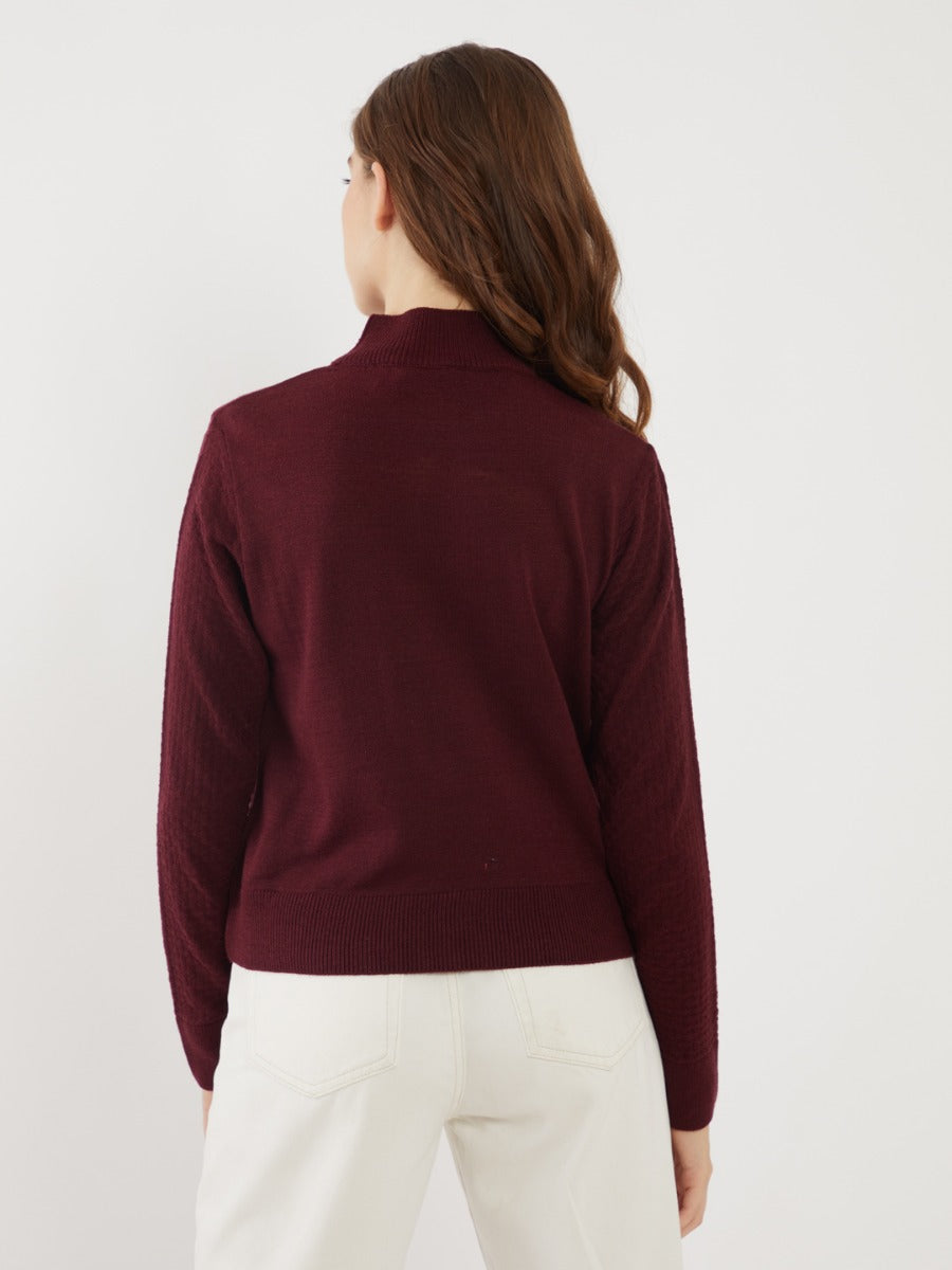 Maroon Solid Sweater