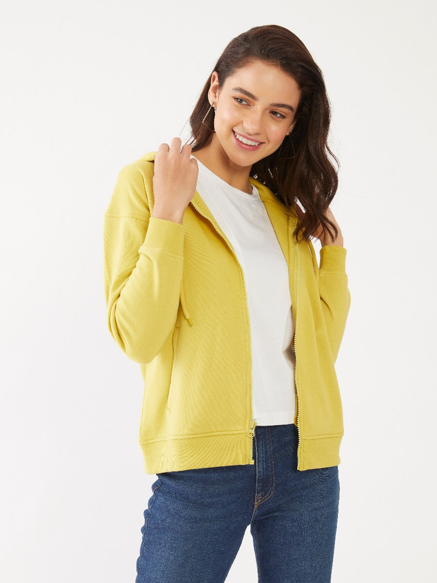 Yellow Solid Sweatshirt for Women