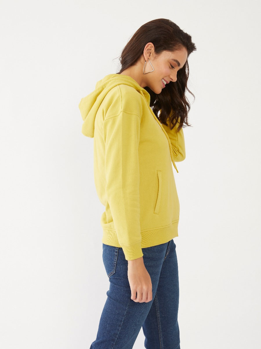 Yellow Solid Sweatshirt for Women
