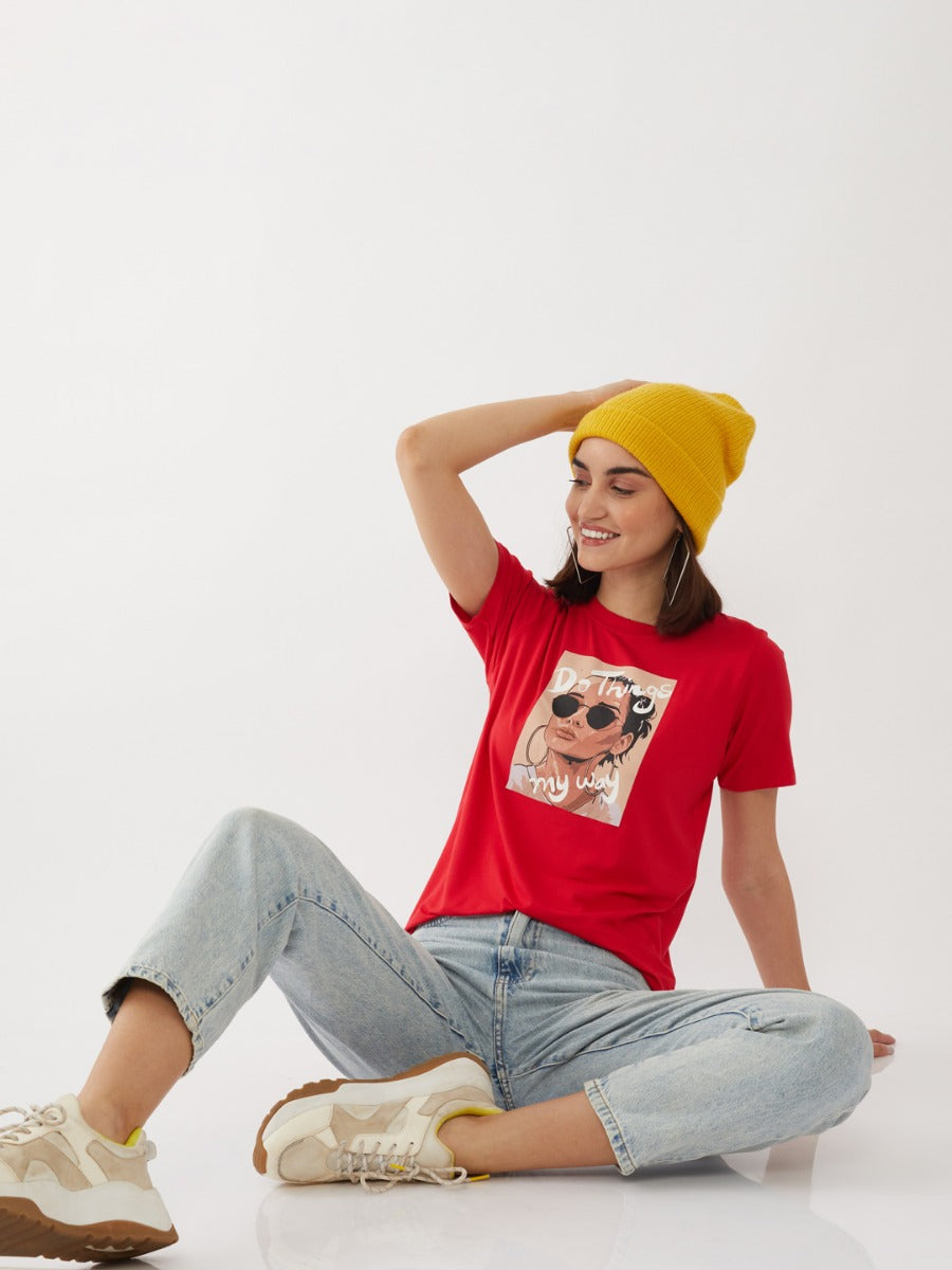 Red Graphic Print T-Shirt