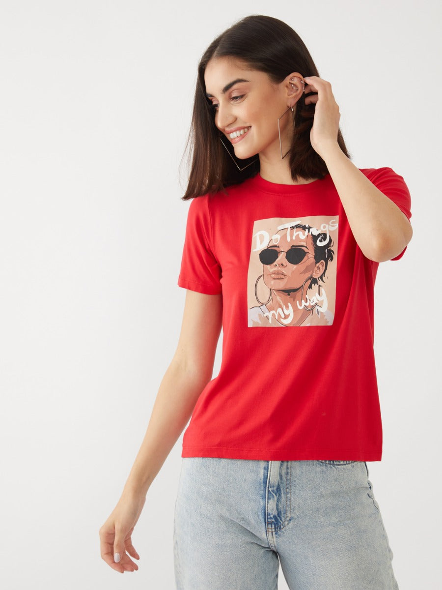 Red Graphic Print T-Shirt