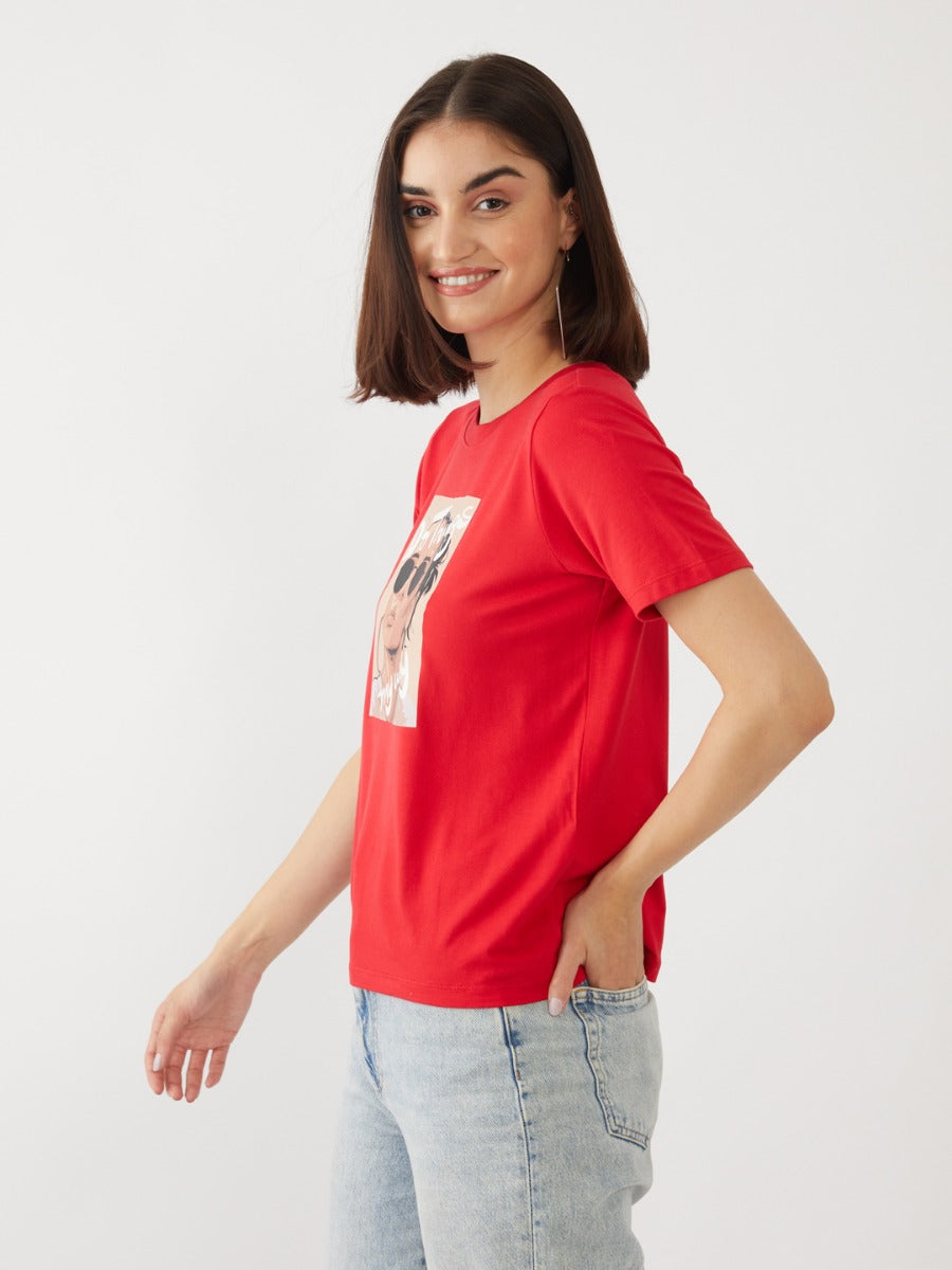 Red Graphic Print T-Shirt