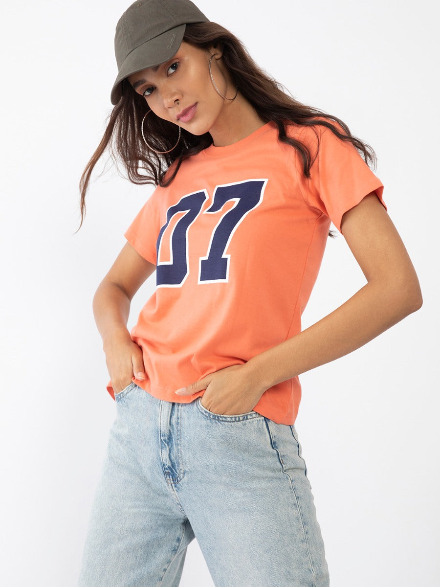 Orange Printed T-Shirt