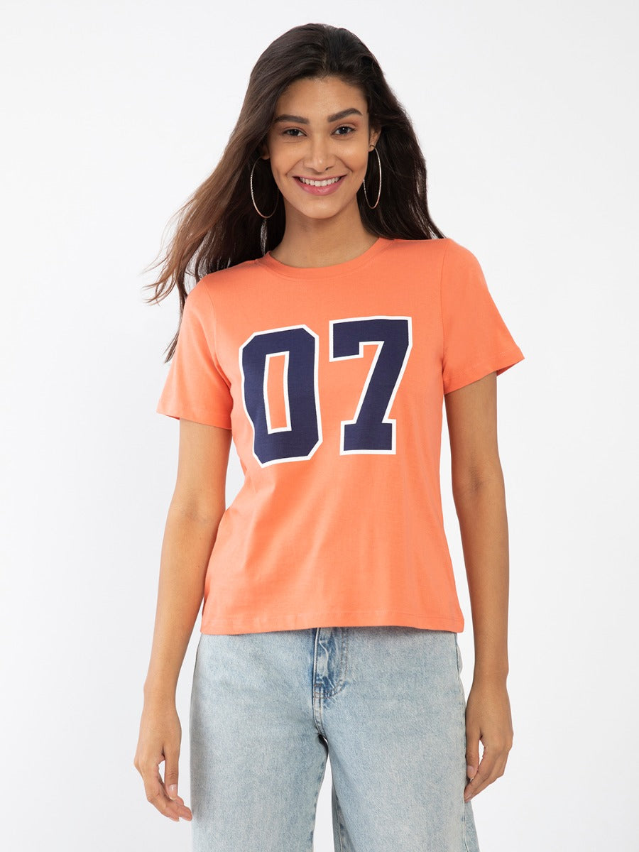 Orange Printed T-Shirt