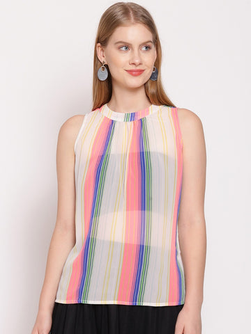 Multi Colored Striped Top For Women