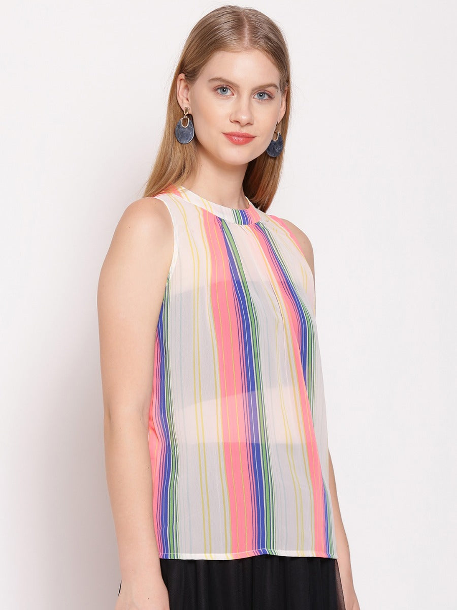 Multi Colored Striped Top For Women