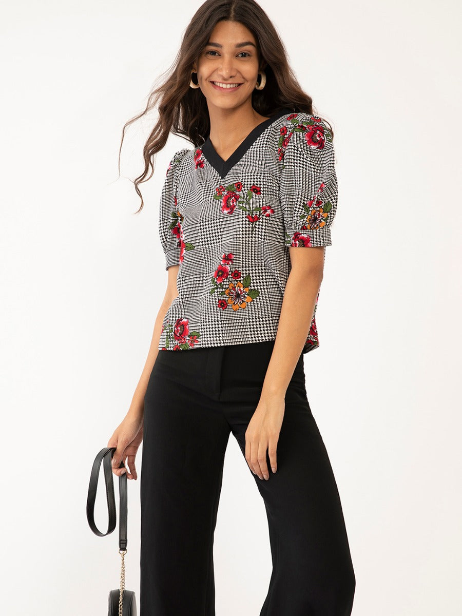 Multi Colored Floral Print Top