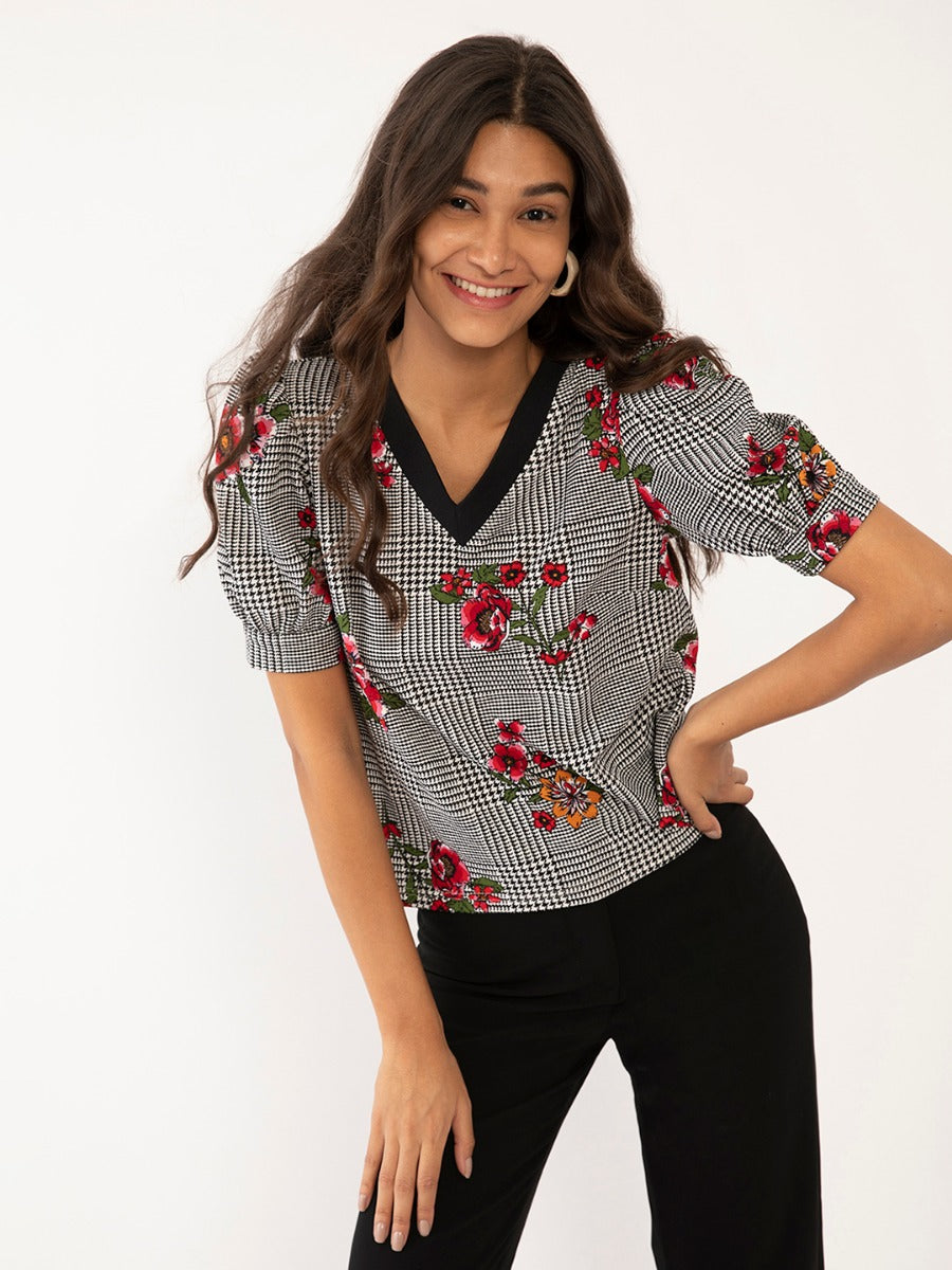 Multi Colored Floral Print Top For Women