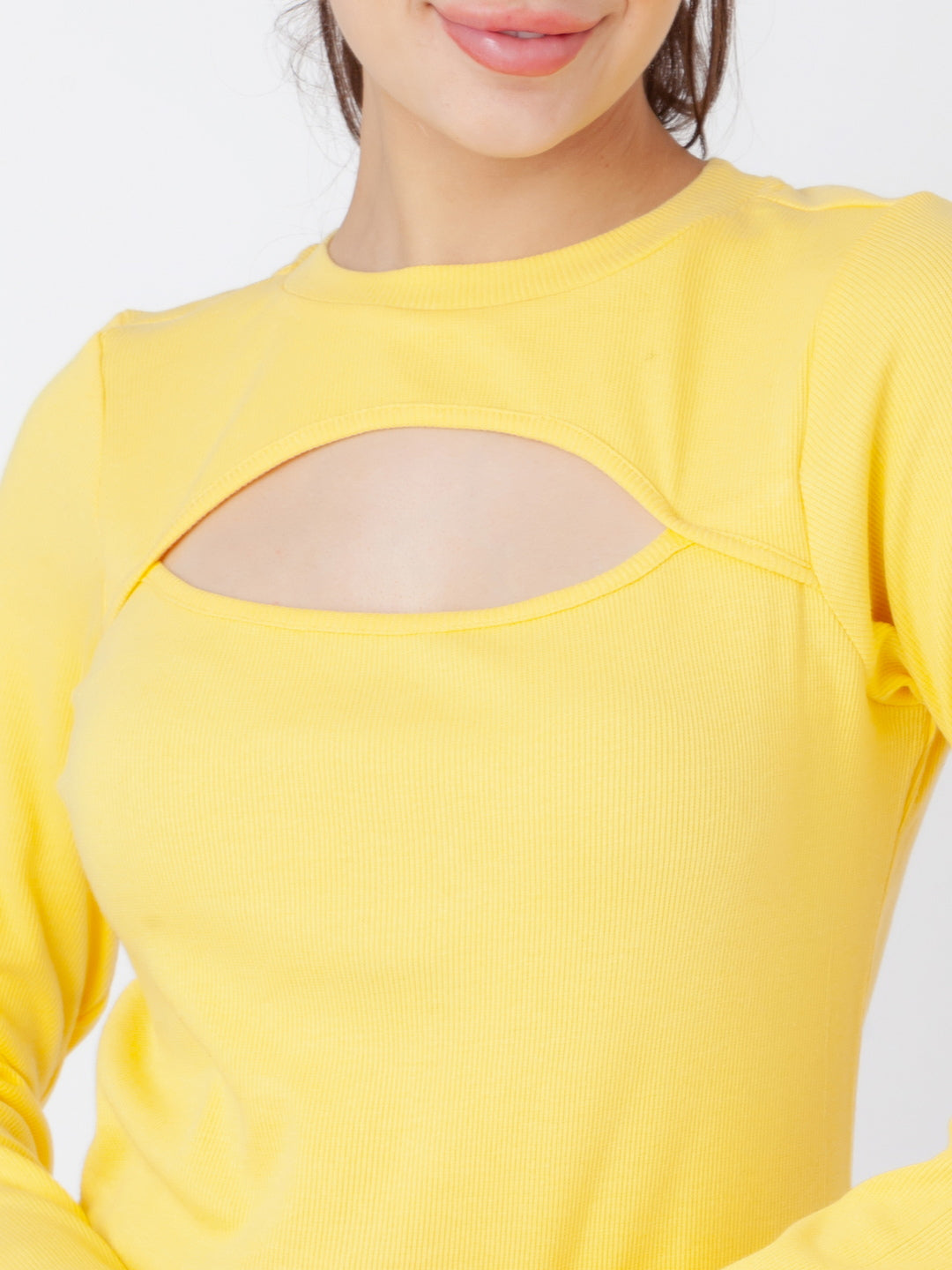 Yellow_Solid_Bodycon_Top_6
